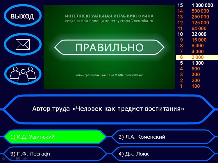 Интеллектуальная игра-викторина по истории педагогики vneuroka.